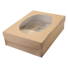 Коробка для конд.изделий Muf 12  с окном , нераз.крыш., .330х250х100мм корич-бел (25шт)