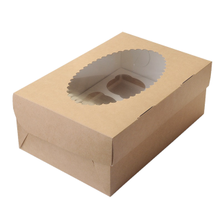 Коробка для конд.изделий Muf 3  с окном , нераз.крыш., .250х100х100мм корич-бел (25шт) фото 6938