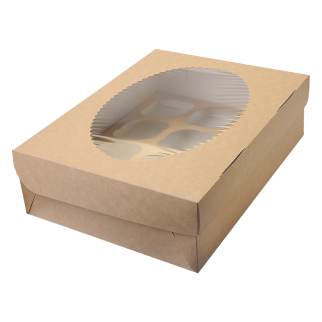 Коробка для конд.изделий Muf 12  с окном , нераз.крыш., .330х250х100мм корич-бел (25шт) фото 6935