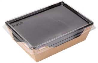Контейнер 450мл 145х100х55мм "OSQ" ECO OpSalad Blak Edition без окна, крыш в комп., корч-чер,карт, фото 7233