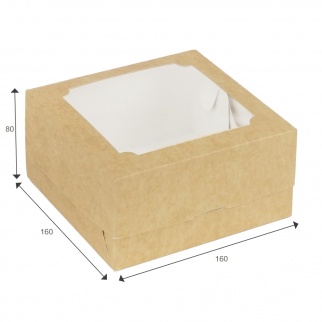 Коробка для конд.изделий Muf 4 160х160х100мм "OSQ" с окном, нераз.крыш., корич-бел., 25шт фото 7240